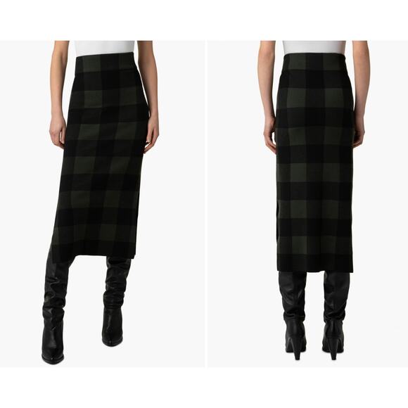 Akris Punto Check Wool Jacquard Knit Pencil Skirt US 14 - Picture 1 of 7